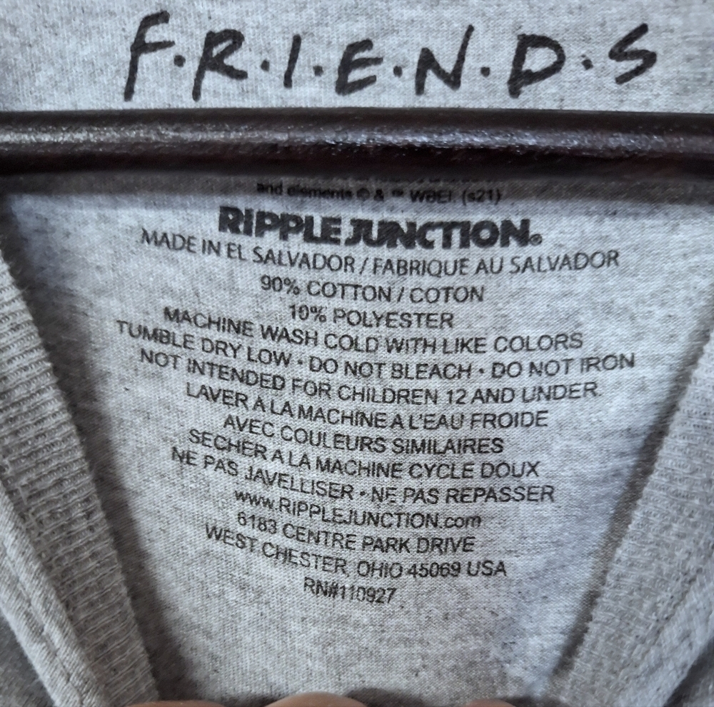 Ripple Junction FRIENDS TV Series Graphic T-Shirt Gray Unisex Mens & Womens - Picture 5 of 9